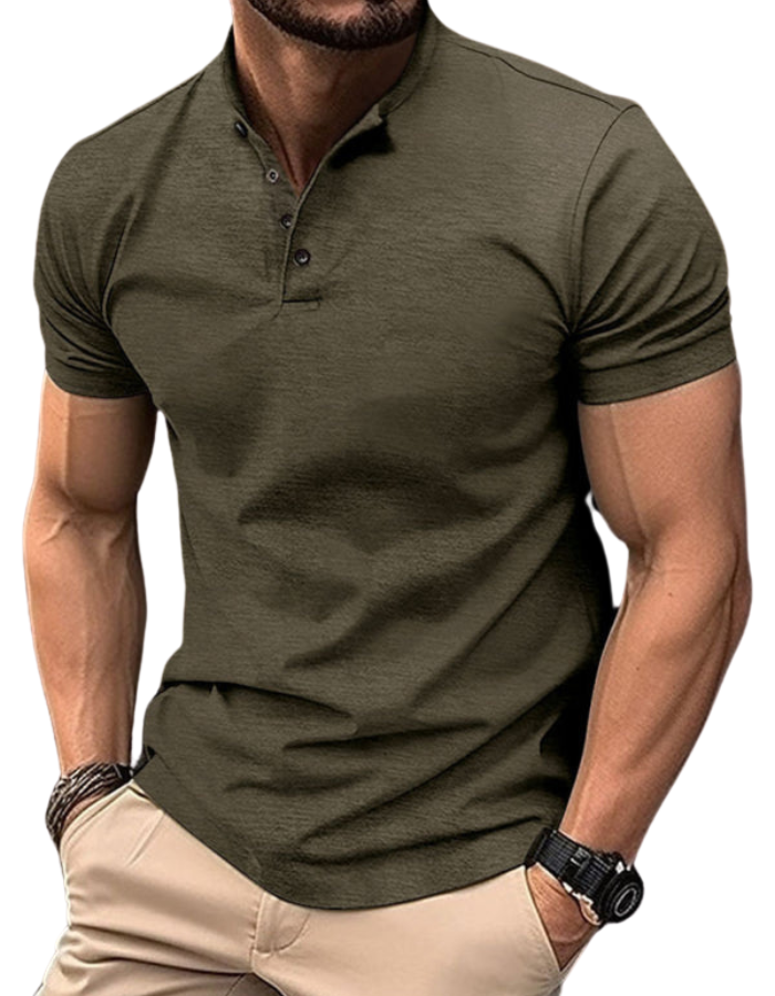 SHOPIQAT New Men's Button Henley Collar Sports Polo Shirt - Premium from shopiqat - Just $6.800! Shop now at shopiqat